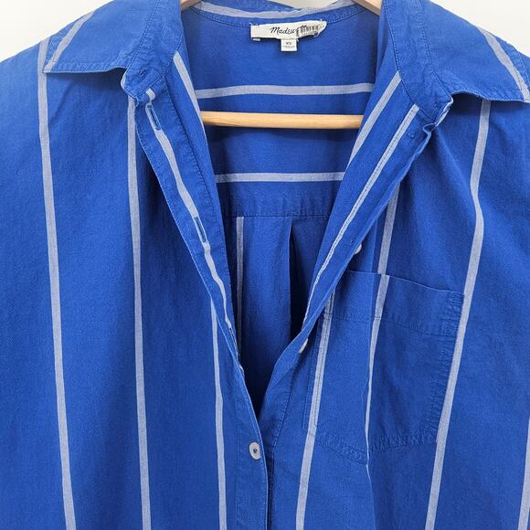 Madewell Oversized Boxy Button-Up Poplin Shirt in Pure Blue, Size XS - Picture 7 of 14